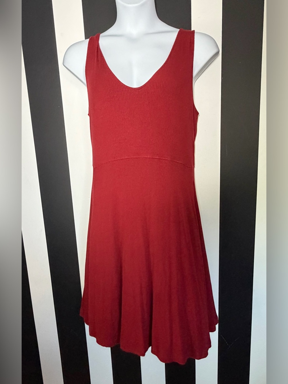 Burnt Orange Athletic A-Line Knit Mini Dress w/ Back Opening & Pockets - SZ XL